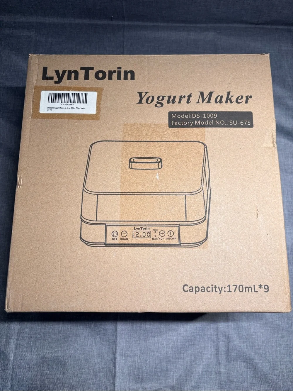 Lyn Torin Probiotic Yogurt Maker 9 Glass Cups 52oz Ea. Model: SU-675 New In Box